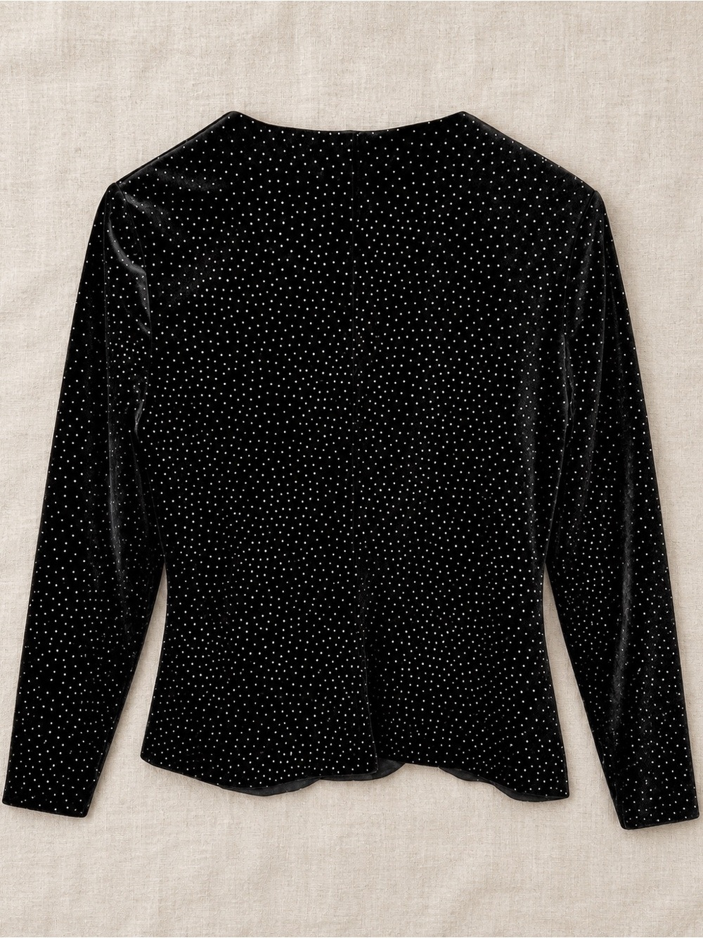 Vintage 90s Ronnie Nicole Black Velvet Rhinestone Cardigan Top Size M - Picture 4 of 5